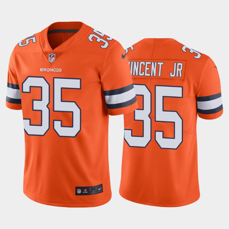 Men Denver Broncos 35 Kary Vincent Jr Nike Orange Color Rush Limited NFL Jersey